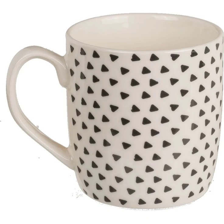 Tasse ca. 8,6 x 9,2 cm in Schwarz/Weiß mit Herz- oder Strichmotiv Kaffeetasse Herzen