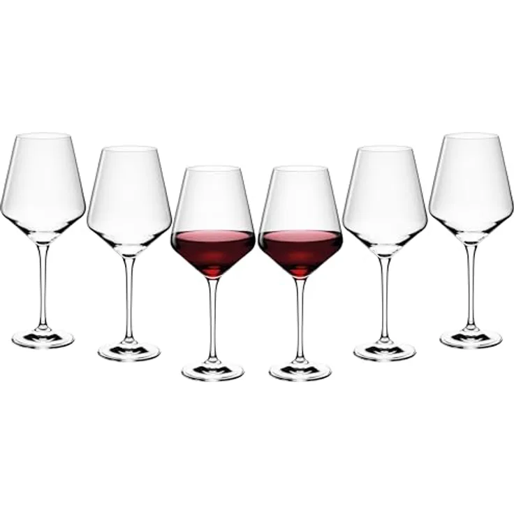 Gerlach 1760 Weingläser Rotweingläser Gläser Set 6 Stück 550 ml Rotweinkelche Kristallglas Wein Glas Spülmaschinenfest Modern, Rot