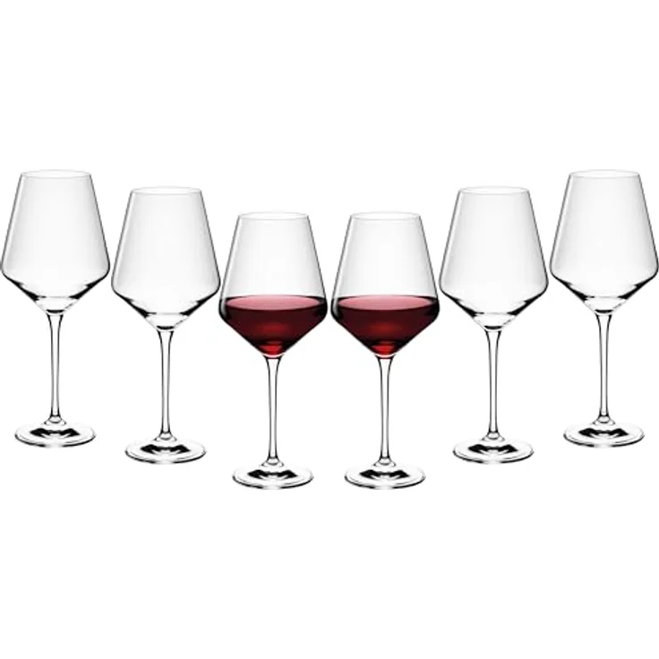 Gerlach 1760 Weingläser Rotweingläser Gläser Set 6 Stück 550 ml Rotweinkelche Kristallglas Wein Glas Spülmaschinenfest Modern, Rot – Bild 1