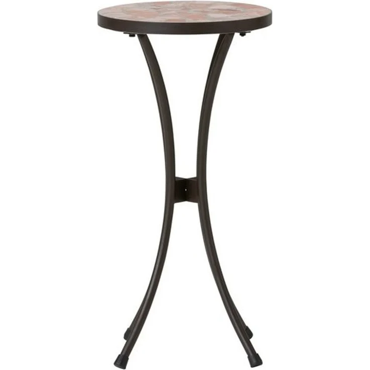 Dehner Blumenständer Mosaik Blumenhocker Chiara, versch. Größen, terra-rosé, romantischer Beistelltisch mit pulverbeschichtetem Metallgestell – Bild 4