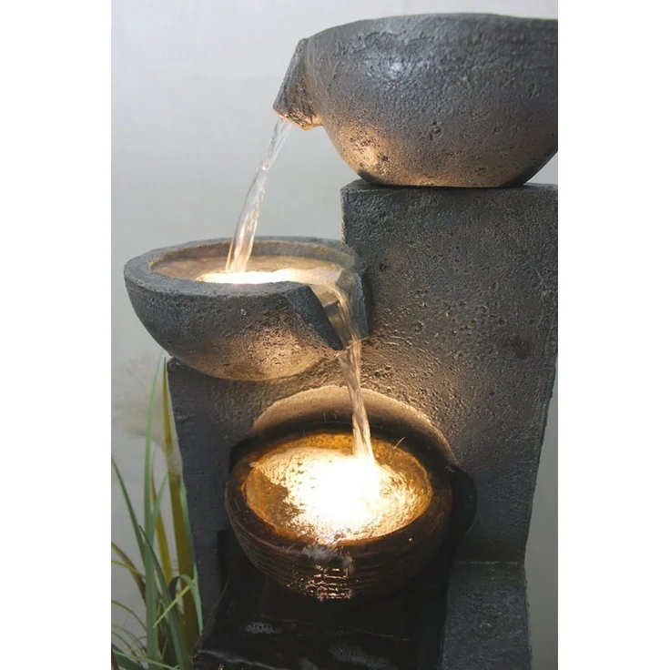 Arnusa Gartenbrunnen Großer Springbrunnen mit Beleuchtung Kaskade Wasserfall Krüge, 109cm Höhe – Bild 2