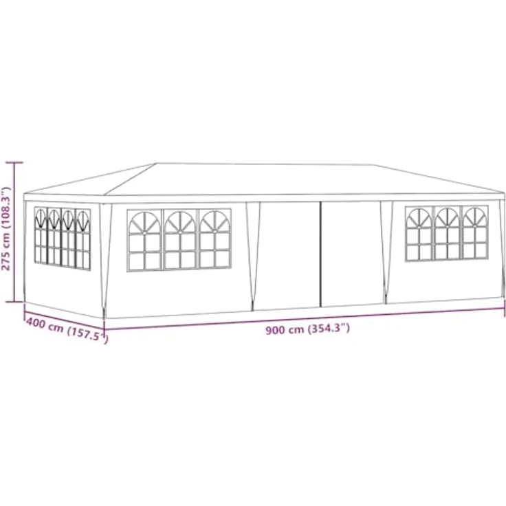 vidaXL Profi Partyzelt mit Seitenwänden UV-beständig Wasserbeständig Pavillon Festzelt Gartenpavillon Gartenzelt Garten Bierzelt 4x9 m Grün 90g/m² – Bild 4