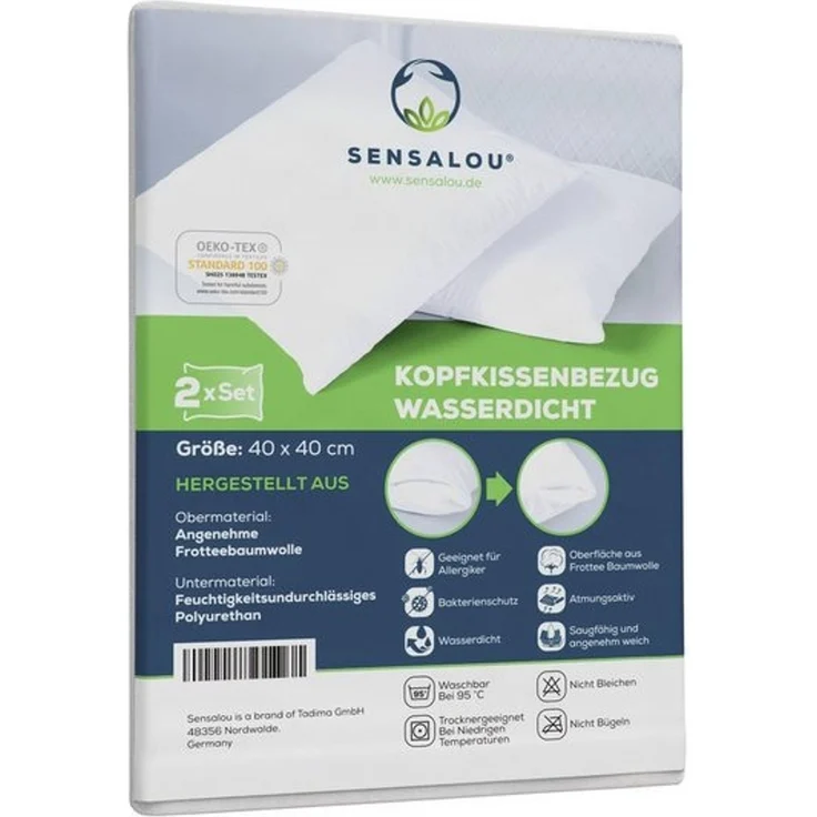 Sensalou Kissenbezug Kissenbezug wasserdicht Doppelpack - Kopfkissen Bezüge, (2 Stück), Wasserdicht, Atmungsaktiv, Reißverschluss – Bild 4