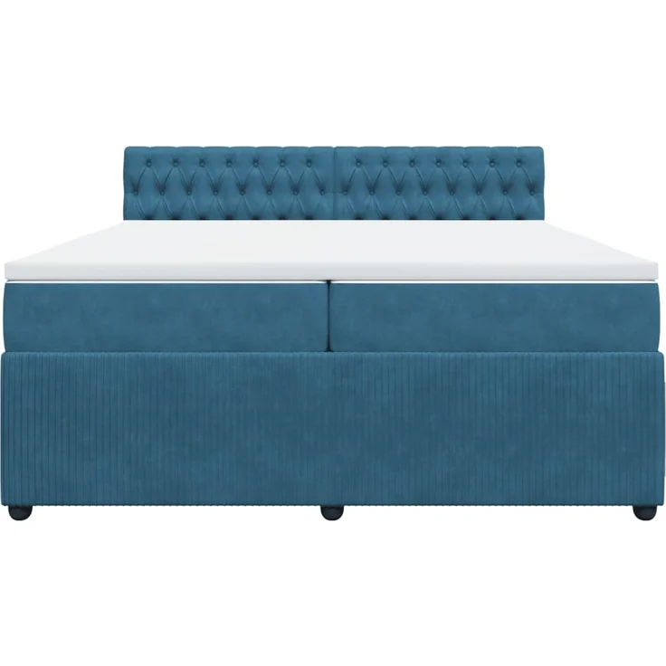 vidaXL Boxspringbett mit Matratze Blau 200x200 cm Samt 3287840 – Bild 3