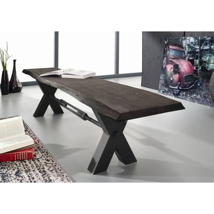 Bank Akazie 180x38x46 grau lackiert IRON LABEL #146 – Bild 4