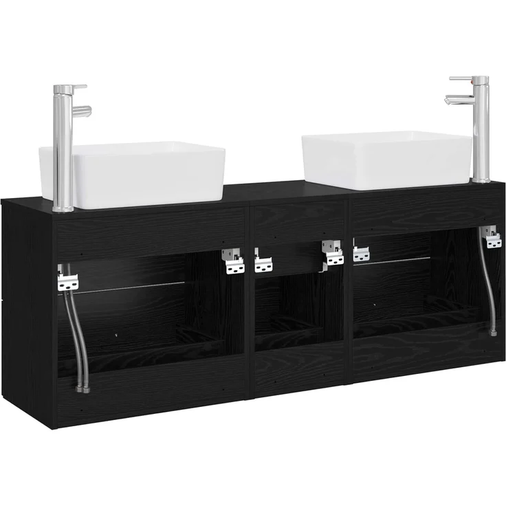 vidaXL Badezimmerschrank-Set 3 stk. Schwarz 136 x 35 x 80 cm 3405860 – Bild 7