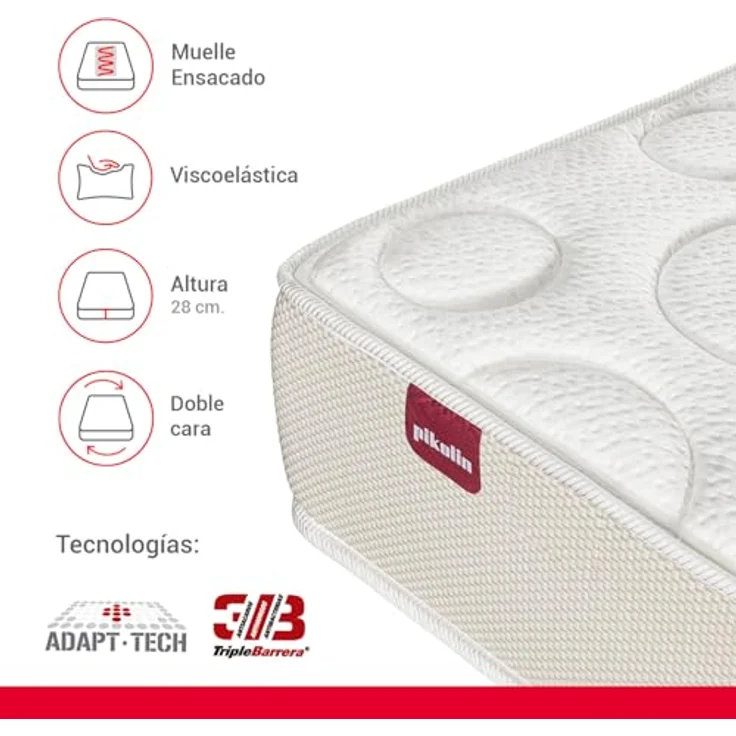 PIKOLIN - Einzelbettmatratze 90x200 cm aus Memory-Schaum, Höhe 28 cm – Orthopädische Premium-Hotelmatratze – entlastet Druckstellen – antibakteriell, milbendicht und schimmelresistent – Hergestellt – Bild 5