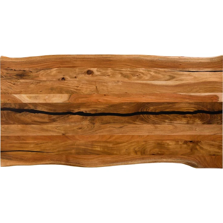 Baumtisch Akazie 240x100x74 natur lackiert / Epoxid schwarz, Kreuzgestell silber matt EPOXY – Bild 4