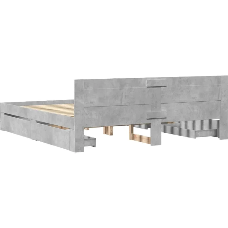 vidaXL Bettgestell mit Kopfteil Betongrau 180x200 cm Holzwerkstoff 3295544 – Bild 6