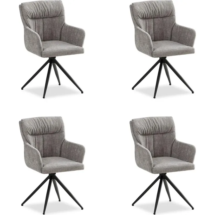4 Stühle Esszimmer Küchenstühle Leinen Grau Drehstühle Esszimmerstühle Drehbar Esszimmerstuhl mit Armlehne Dreh Sessel Modern Polsterstuhl