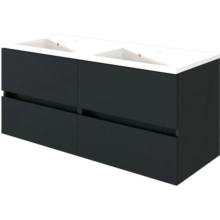 Doppel Waschtisch-Unterschrank inkl. Waschbecken 120 ARLON-03 matt grau BxHxT 120x56x47 cm