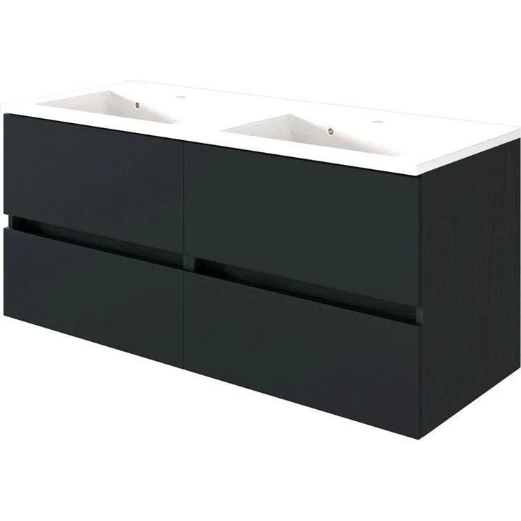 Doppel Waschtisch-Unterschrank inkl. Waschbecken 120 ARLON-03 matt grau BxHxT 120x56x47 cm – Bild 1