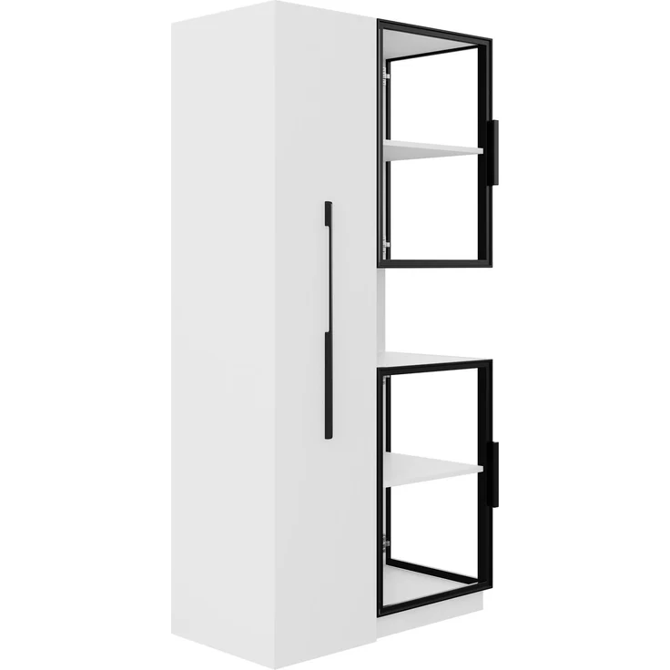 ZUBALIYA Vitrinenschrank 70×38×160 cm mit Ausziehregal – Doppelglas-Standvitrine LED,Glasvitrine & Aufbewahrung, multifunktionaler Hochschrank für Wohnzimmer, Esszimmer, Küche – Bild 14