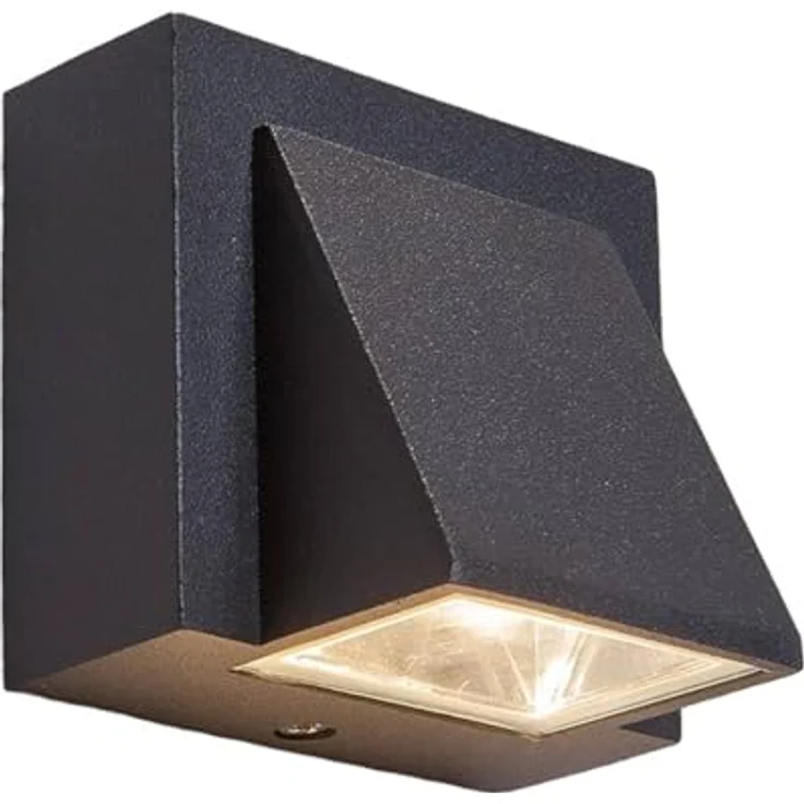 Lucande LED Wandleuchte Marik, spritzwassergeschützt, schwarz, Aluminium, 1-flammig, IP54 für Außenwand/Hauswand – Bild 1