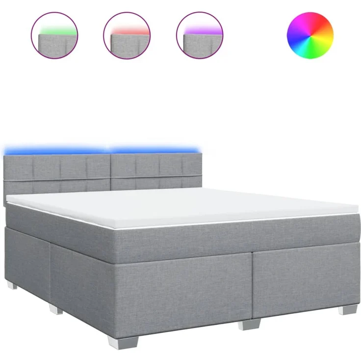 vidaXL Boxspringbett mit Matratze Hellgrau 180x200 cm Stoff 3288267 – Bild 2