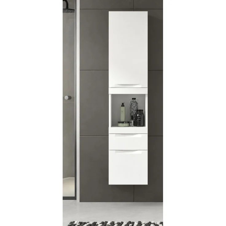 Badezimmer Hochschrank hängend Gusto in weiß matt 38x166 cm – Bild 5