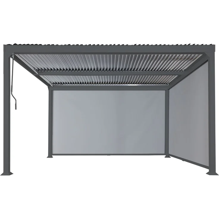 Seitenwand für Pergola HWC-L41, Pavillon Rollo Ersatzseitenwand, Stoff/Textil 3x3m ~ anthrazit – Bild 8