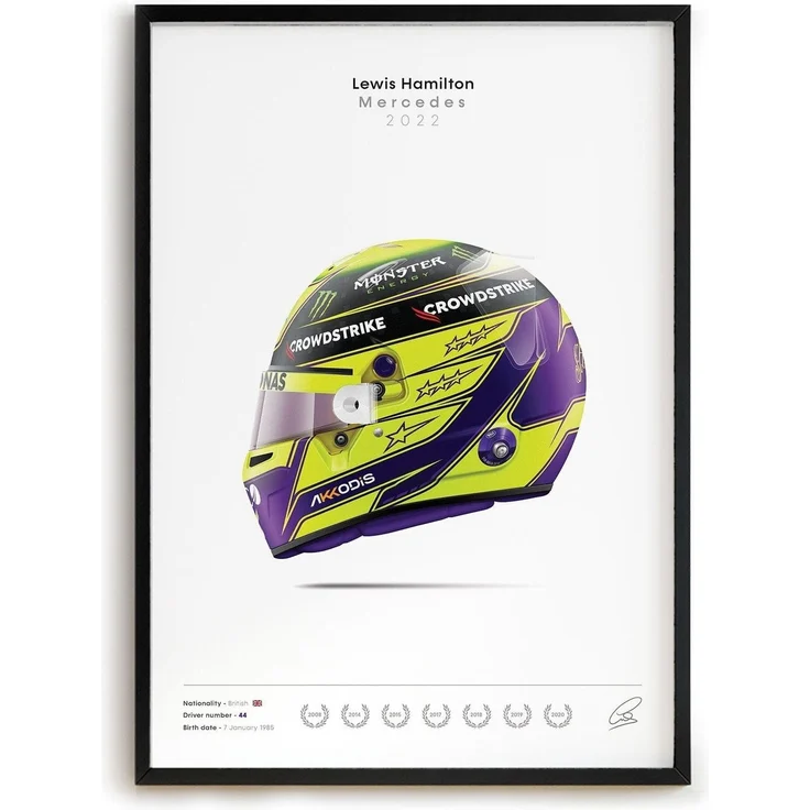 Poster Formel 1 Rennwagen Helm Rennfahrer Name Unterschrift · Deko Print ohne Rahmen - D Sainz / 30x40 cm – Bild 1