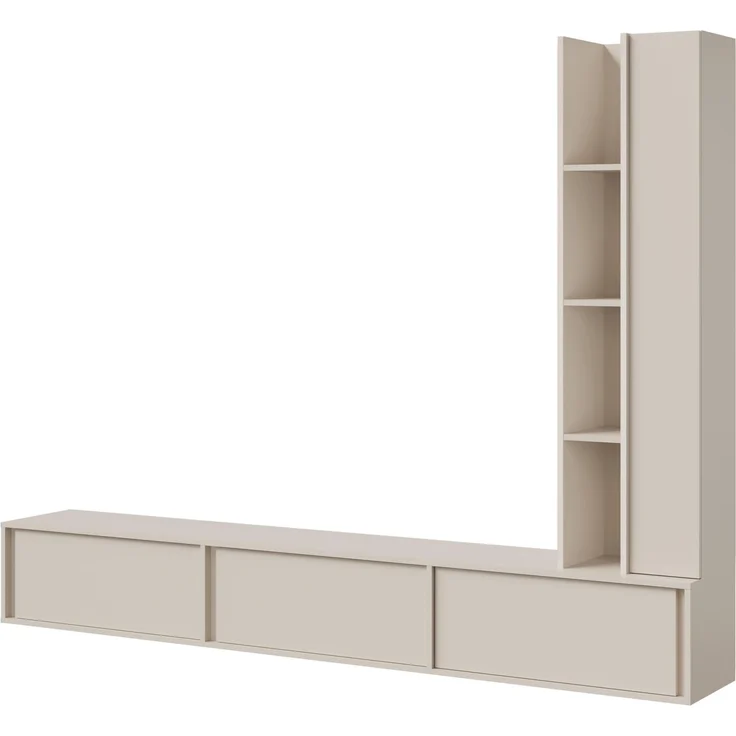 AX LIVING Varelo TV-Wände Kaschmir – 230 cm Lowboard hängend – Hängeregal rechts – Bild 2