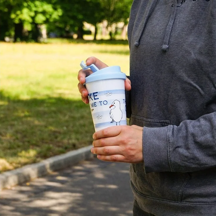 Geda Labels GmbH Coffee-to-go-Becher Take me to the ocean, 1-tlg, PP, Blau, 400 ml, doppelwandig, auslaufsicher – Bild 3