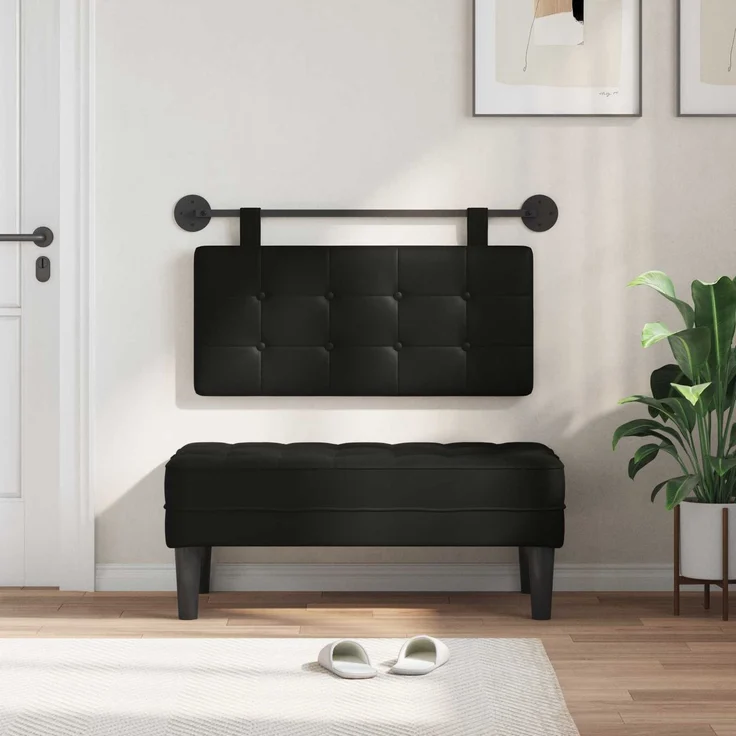 vidaXL Hängendes Kopfteil Schwarz Kunstleder 5 x 100 x 55 cm (Art-Nr 42031883) – Bild 3