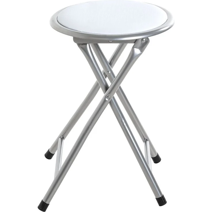 Klapphocker Olga / Ouzo, Kunstleder, Metall, Silber, Weiß, 30 x 45 x 30 cm – Bild 3
