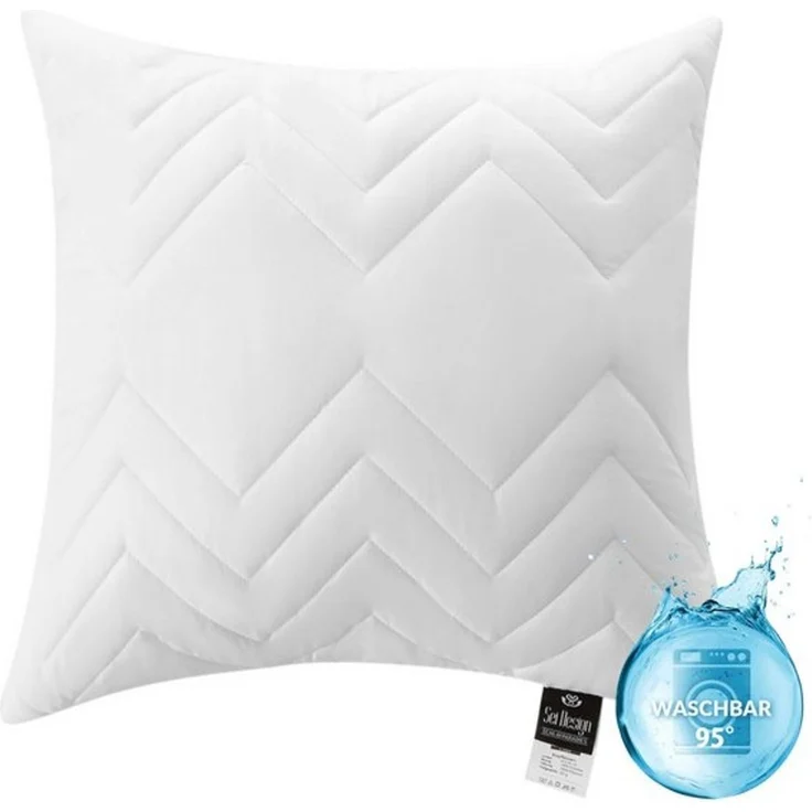 SEI Design Kopfkissen Kopfkissen Kissen Zierkissen Dekokissen Sofakissen, Füllung: 100% Mikrofaser, Bezug: Mikrofaser, Seitenschläfer, Rückenschläfer, Bauchschläfer, 2-er SET, Schlafkissen gesteppt mit Reißverschluss Kochfest 95° – Bild 4