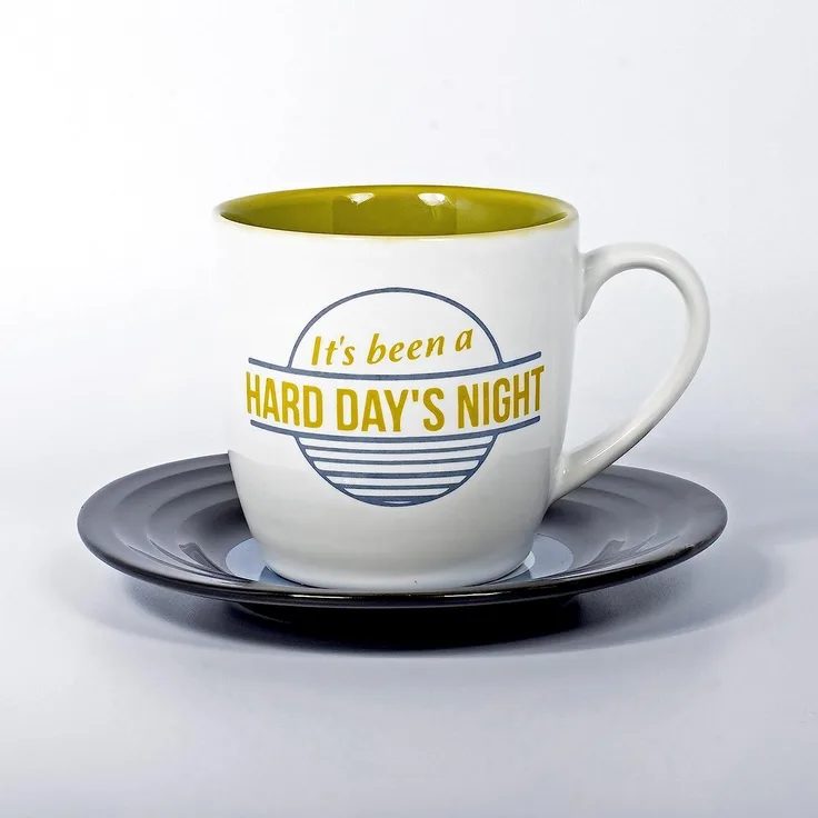 Thumbs Up LMMUGHDN Tasse Set Lyrical Mug Hard Day's Night Lennon and McCartney, Keramik, weiß, 15. 78 x 10 x 15. 7 cm, 2 EInheiten