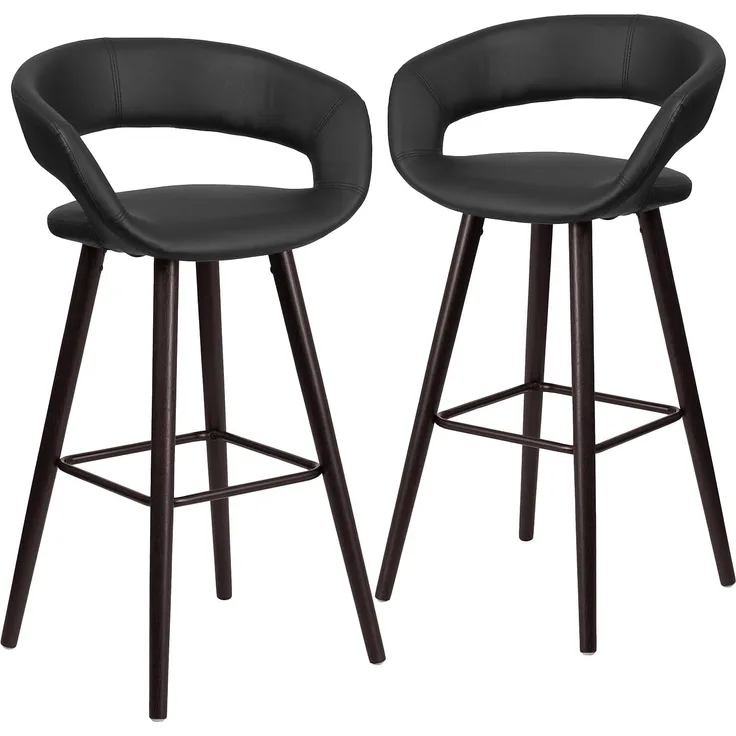 Flash Furniture Brynn Series Barhocker aus Cappuccino-Holz, 73 cm, Schwarz, Vinyl, 2 Stück