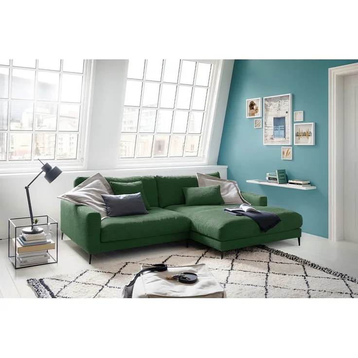 KAWOLA Ecksofa CARA, Sofa Cord, Recamiere links od. rechts, versch. Farben
