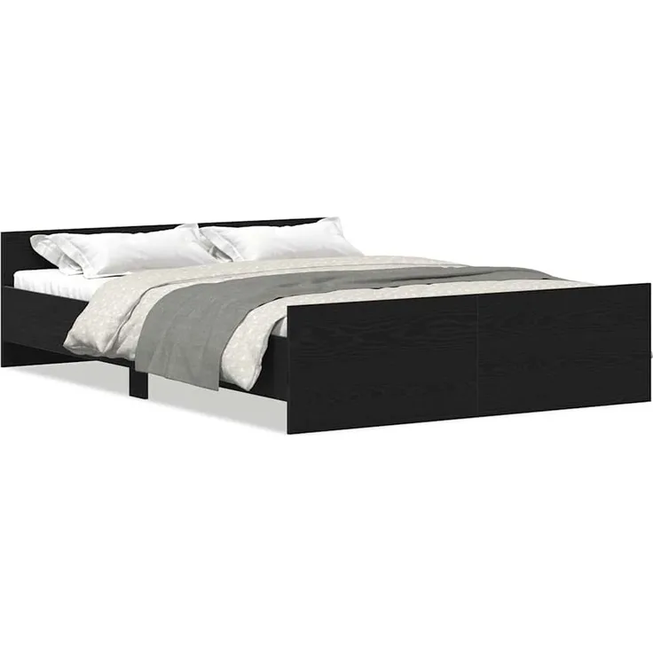 vidaXL Bettgestell ohne Matratze Schwarz Eichen-Optik 135x190 cm 3329325