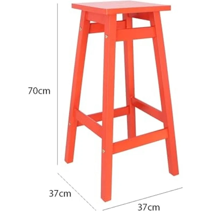 Aranaz Hocker 'Laira' aus Kiefernholz, Koralle, 70 cm – Bild 3