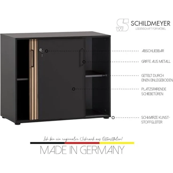 Schildmeyer Schiebetürenschrank Hank, MADE IN GERMANY, Breite 100 cm Tür mit Akustikprint, abschließbar, Metallbeschläge – Bild 5