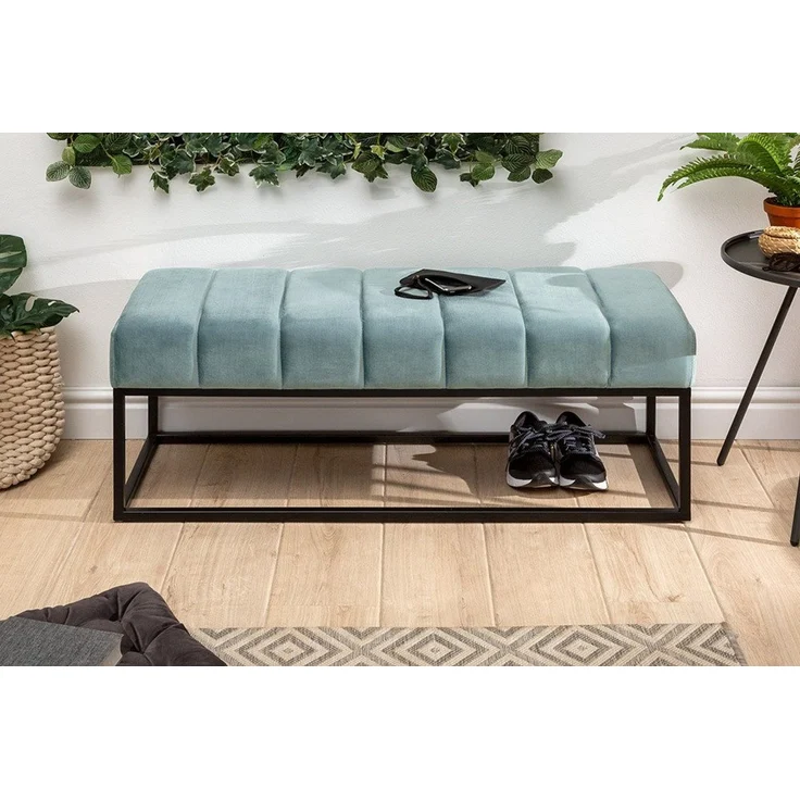 riess-ambiente Sitzbank PETIT BEAUTÉ 110cm mint / schwarz · Flurbank mit Samt-Bezug (Einzelartikel, 1-St), Wohnzimmer · Metall · Schlafzimmer · Sitzkomfort · Modern Design – Bild 2