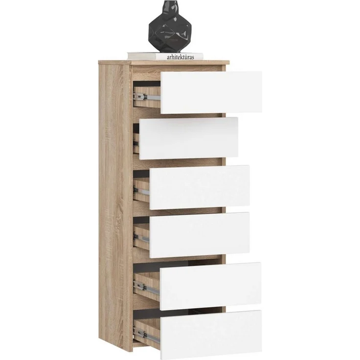 Raumhirsch Furniture Kommode mit 6 Schubladen 40 cm breit Holz Schrank, (viele Farbvarianten - Maße: 109 x 40 x 35 cm) - Hochwertig & stabil – Bild 3