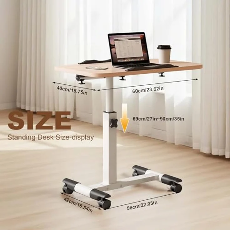 GarveeLife Höhenverstellbarer Laptop Tisch Mit Rollen Klappbarer Computertisch Für Bett & Sofa Neigbare Tischplatte Tragbarer Schreibtisch Für Büro & Zuhause – Weiß – Bild 8