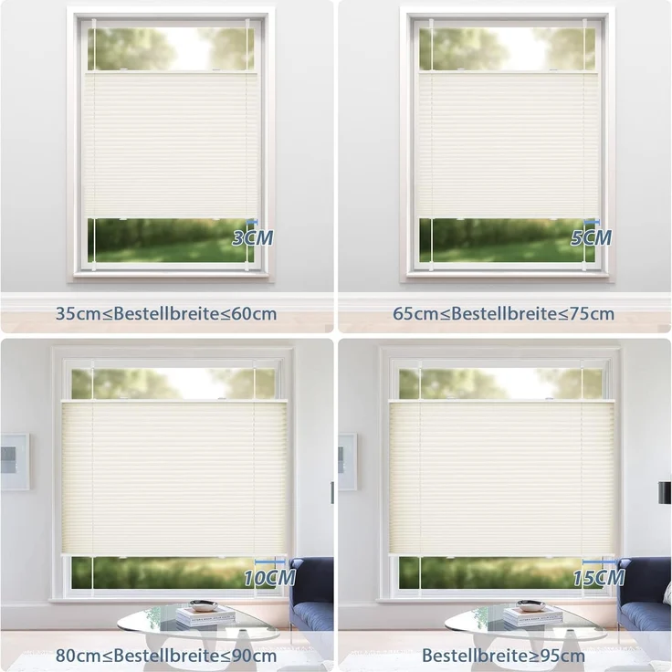 Sanfree Plissee Klemmfix Plisseerollo ohne Bohren Weiß B100 x H130cm inkl. Klemmträger Blickdicht und lichtdurchlässig Jalousie Faltrollo Sichtschutz und Sonnenschutz Rollo für Fenster & Tür – Bild 6