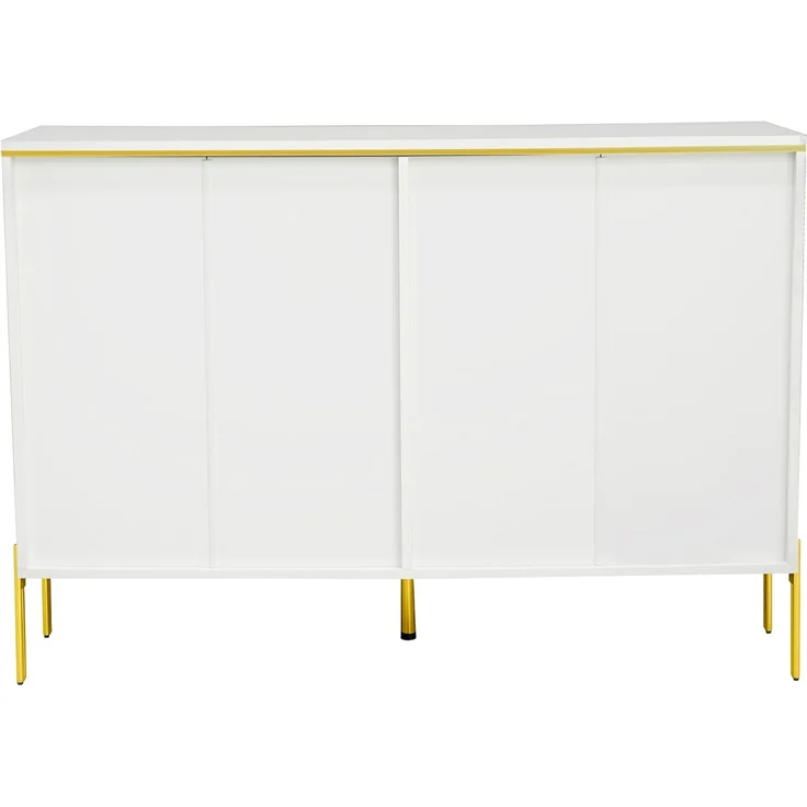 DESVIAE Sideboard mit 6 Schubladen 120x85,5x40 cm Spanplatte Weiß mit Hochglanzfronten – Bild 8