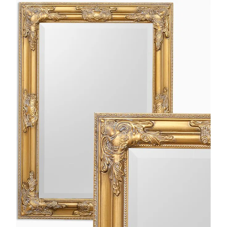 LebensWohnArt Wandspiegel Eleganter Barock Spiegel BESSA 70x50cm gold-antik Holzrahmen
