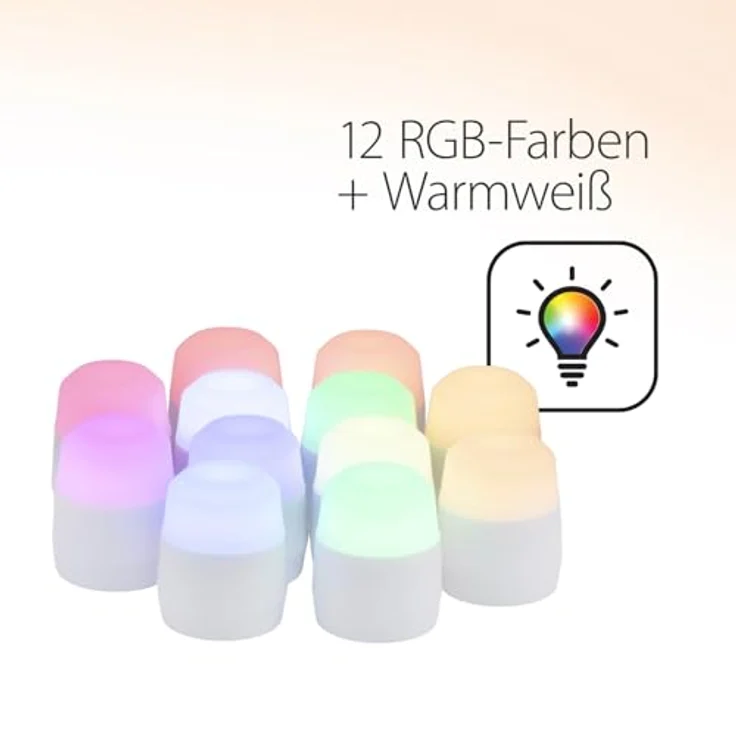 SECURIT – Wiederaufladbares LED-Teelicht-Set Amsterdam RGB – Kabellos – Magnetisch – Für Bar, Café, Restaurant – 13 Farben – 12 Kerzen, Fernbedienung, Basis, Ladekabel inklusive – Bild 5