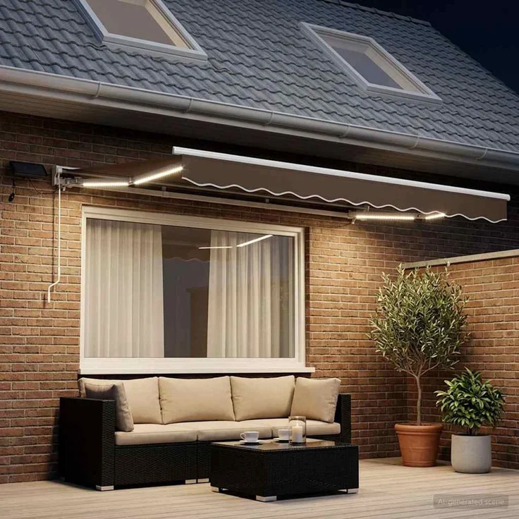 vidaXL Manueller Markisenrahmen mit LEDs Taupe 3x2 m 3425654 – Bild 1