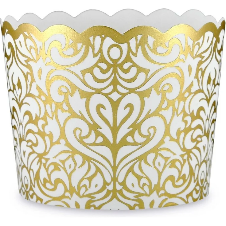 Frau WUNDERVoll Muffinform 25 Muffin Backformen, weiß gold Ornament/Barock, Durchmesser 6,1 cm, (25-tlg) – Bild 3