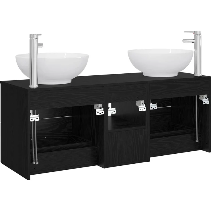 vidaXL Badezimmerschrank-Set 3 stk. Schwarz 129 x 44,5 x 80 cm 3405900 – Bild 8