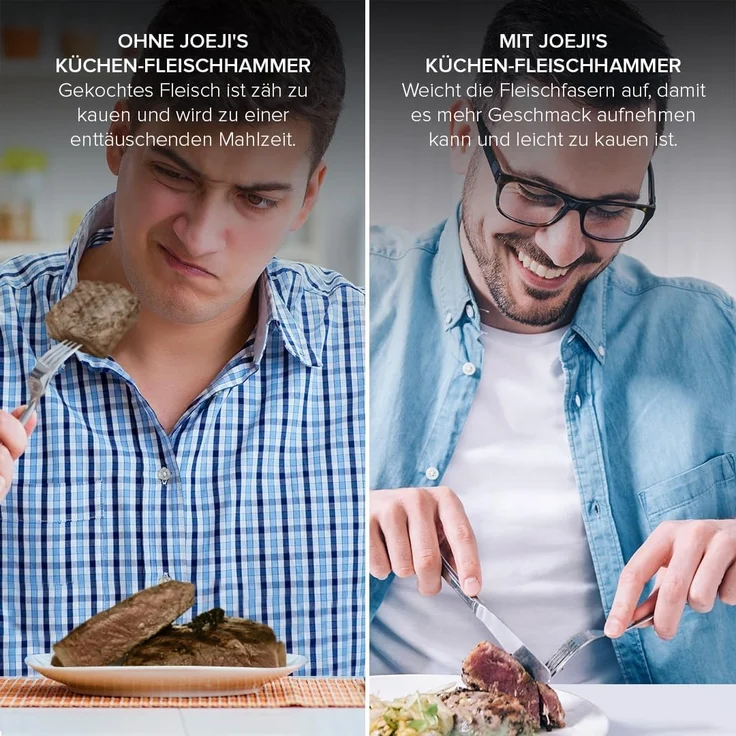 JOEJI’S KITCHEN Fleischklopfer Edelstahl Spülmaschinenfest, starker haltbarer Fleisch – Bild 4