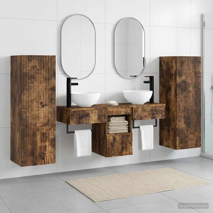 vidaXL Badezimmerschrank-Set 5 stk. Räuchereiche 33 x 34,5 x 100 cm 3405968 – Bild 1