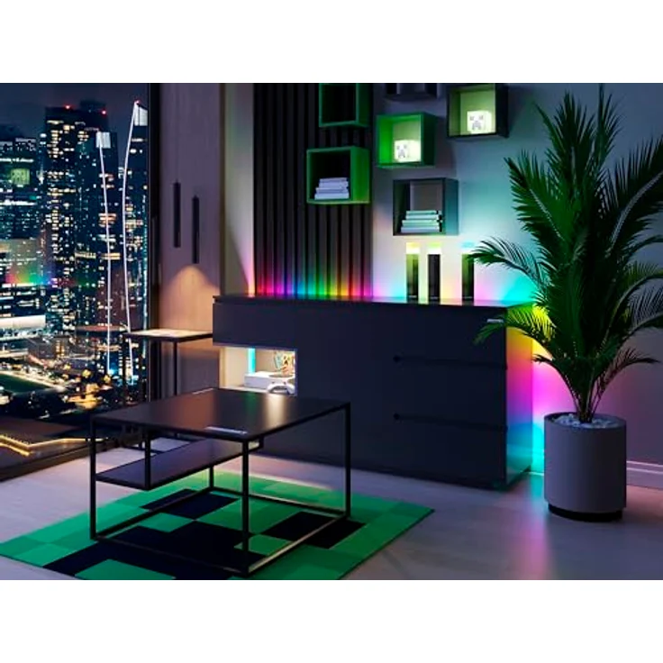 Minecraft Beistelltisch, rund, schwarz, Metall, 47x51x47 cm, mit abnehmbarem Tablett – Bild 2