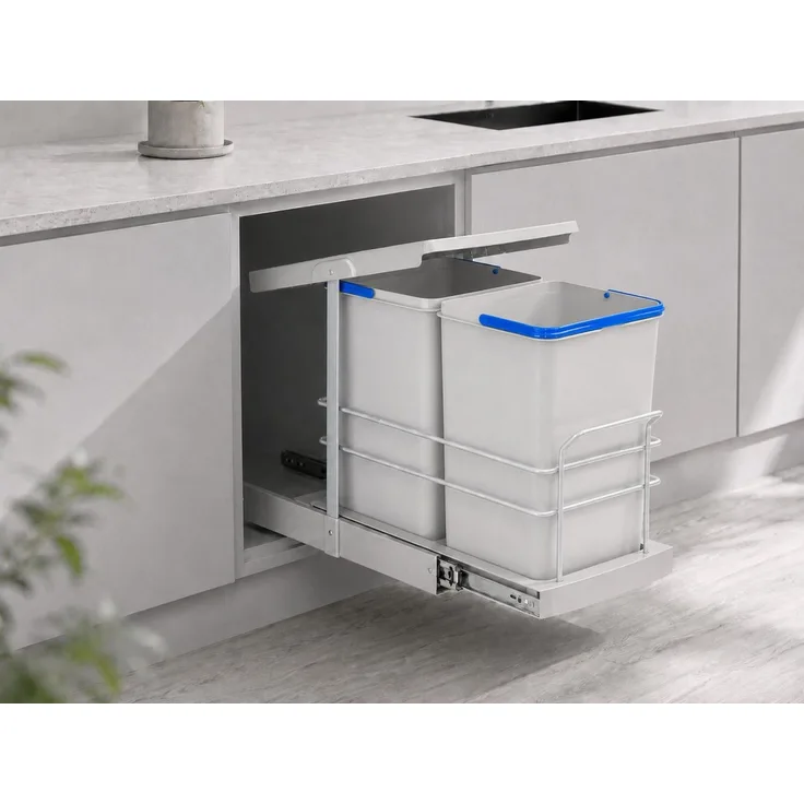 Roomart Einbaumülleimer Einbau-Mülleimer Küche ausziehbar 2×12L Mülltrennsystem Unterschrank, 2×12L Mülltrennung, Einbau Unterschrank, ausziehbar, in 2 Farben