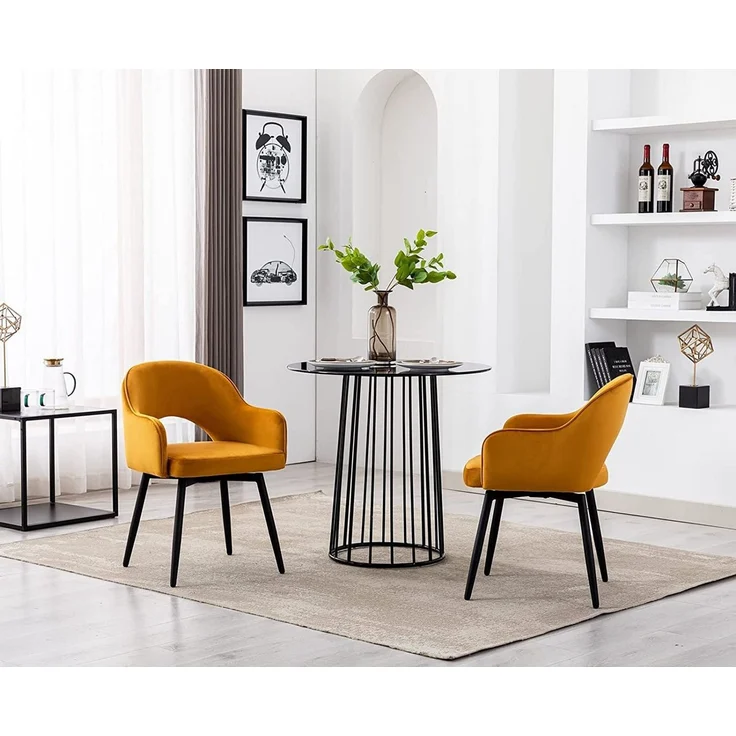 WAHSON OFFICE CHAIRS Esszimmerstuhl 2er Set Drehstuhl Samt Modern Küchenstühle Polsterstuhl