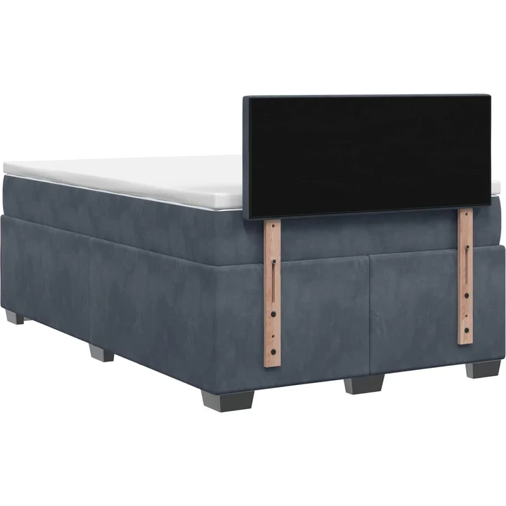 vidaXL Boxspringbett mit Matratze Dunkelgrau 120 x 200 cm Samt 3450693 – Bild 8