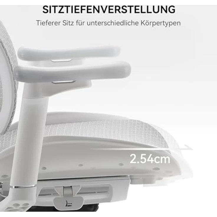 SIHOO Doro S100 Ergonomischer Bürostuhl mit dualer dynamischer Lordosenstütze, 5-fach verstellbarer Rückenlehne und 4D-Armlehnen, ideal für das Home Office (Weiß) – Bild 5